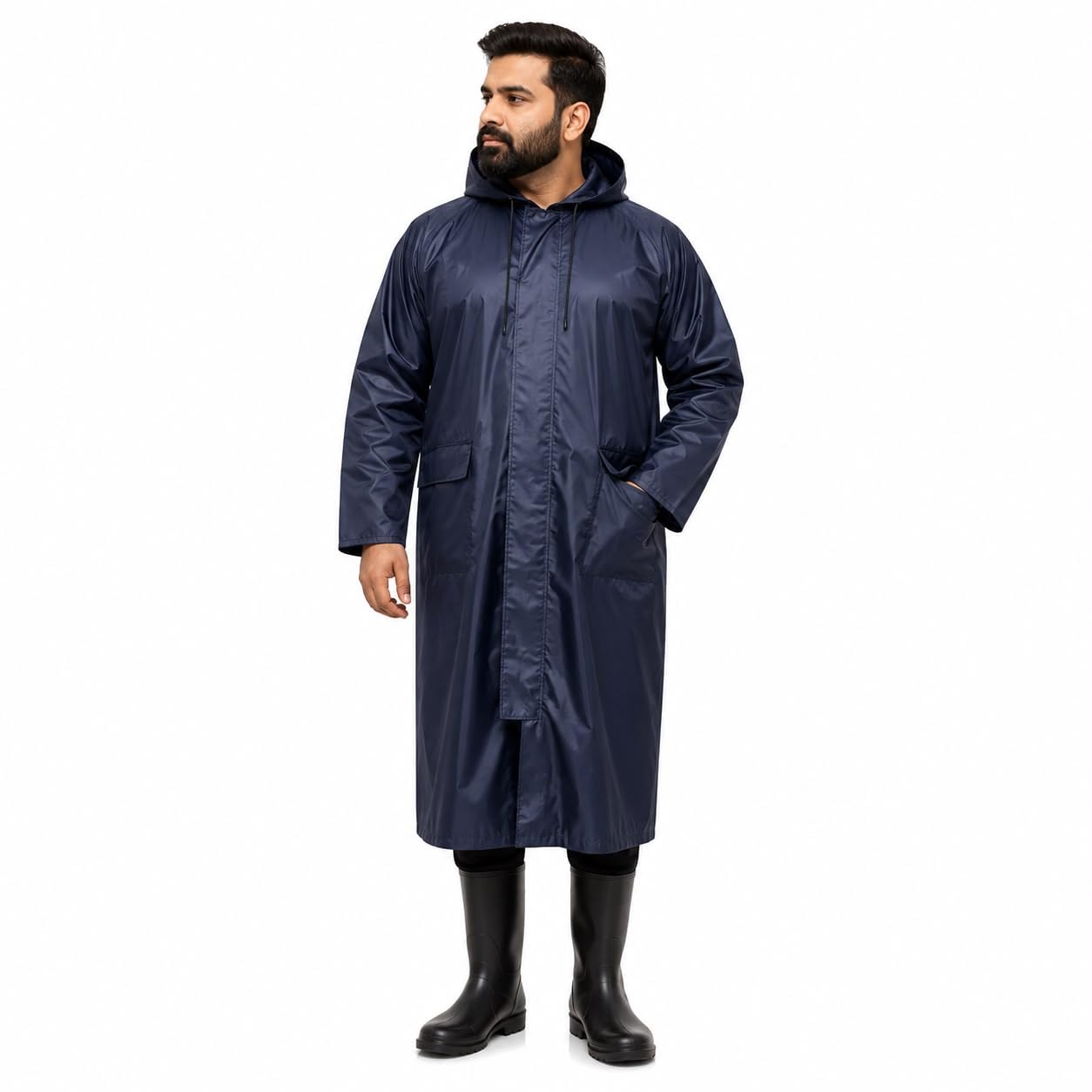 Premium Waterproof Raincoat for Men & Women | Full Length Hooded Rain Wear | Reusable Heavy Duty Rain Coat | Black or Navy Blue (Random Colour Delivered) | XXL Size-picture-21