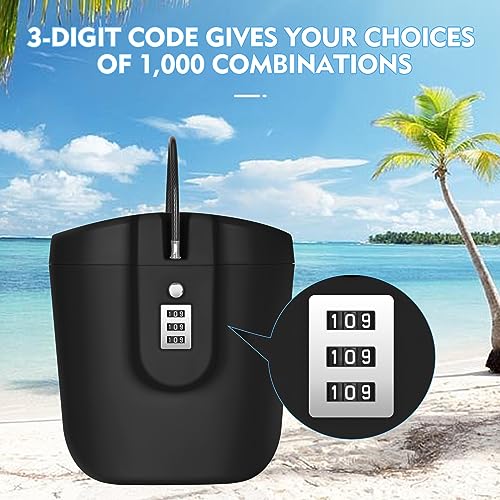 Coffre-fort de voyage et de plage portable antivol noir à code - 5