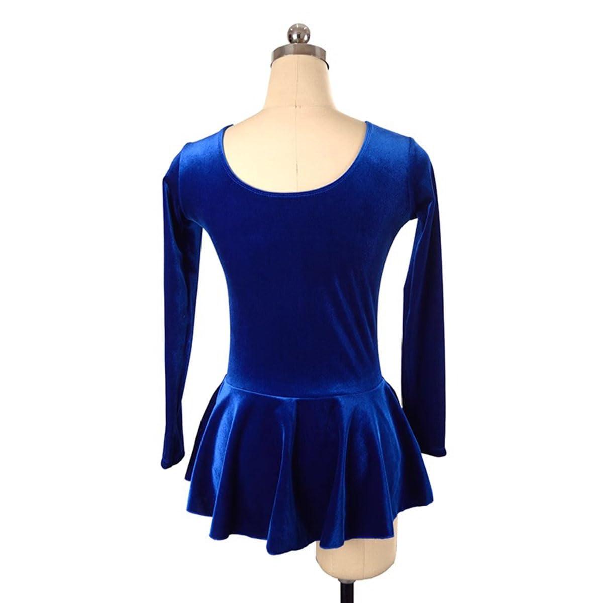 Eiskunstlauf Kleid Mädchen Kürkleid Frauen Samt Langarm Gymnastik Trikot Mädchen Ballettkleid mit Strass Lyrisch Tanzkleid Wettbewerb Tanzkostüm Rollschuhkleid