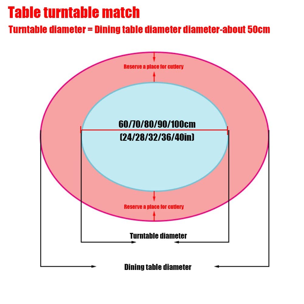 Plateau tournant rond en verre trempé de 70 cm avec base en métal et ne s'incline pas facilement
