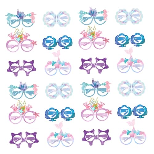 TOYANDONA Gafas de Papel 3D Temática de Sirena 24 Unidades para Fiestas Infantiles y Cumpleaños Accesorio Ligero y Divertido para Decoración y Fotos Temáticas de Verano