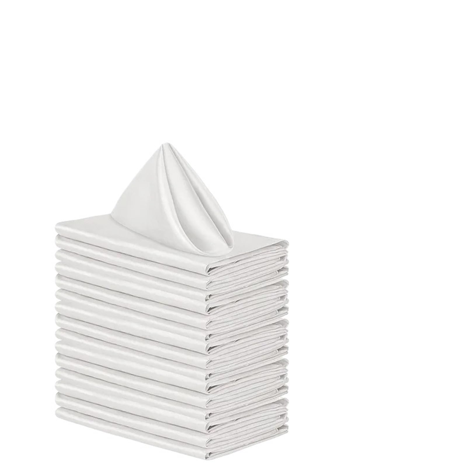 Table Napkins 12Pcs 30X30cm Satin Table Napkin Soft Handkerchief Romantic Wedding Banquet Square Napkins Dinner Decoration(White)