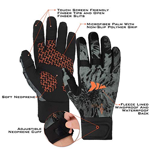 Kastking Mountain Mist Fishing Gloves – Cold Winter Weather Fishing Gloves – Fishing Gloves For Men And Women – Ideal As Ice Fishing, Photography, Or Hunting Gloves(Blackout, Medium) #TOP4