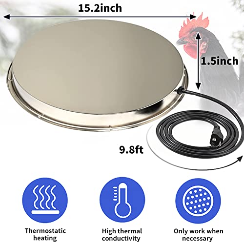 Poultry Chicken Water Heater 15 In, Chicken Water Heated Base 125 Watts For Winter Deicer, Poultry Waterer Heater For 5 Gallons Chicken Drinker With 9.6 Feet Extension Cord #TOP3