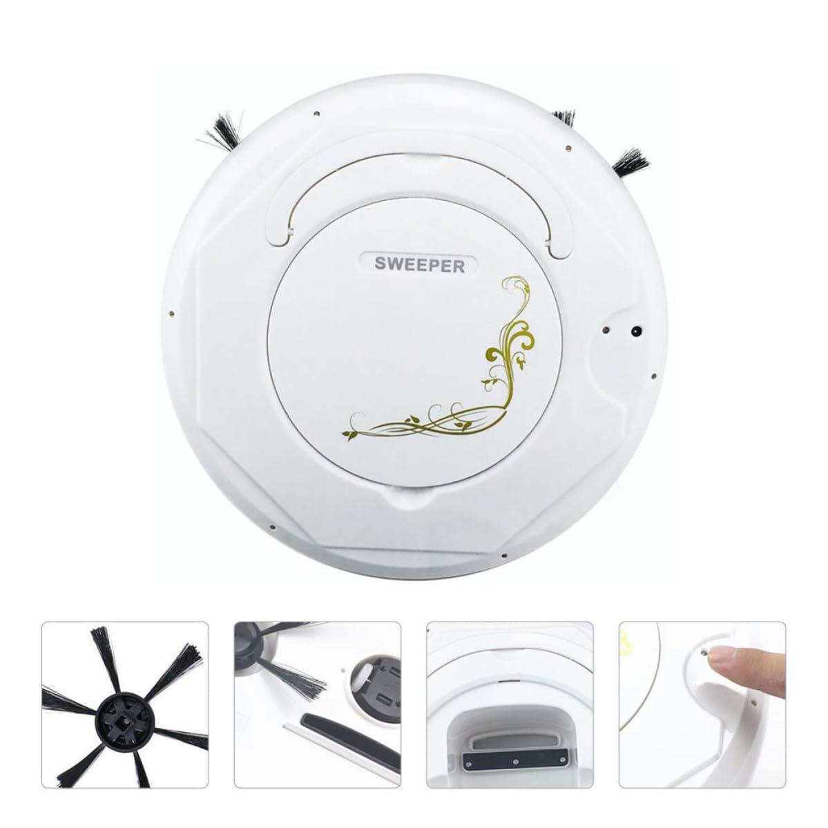 VICASKY Intelligenter Saugroboter und Bodenreinigungsmaschine mit Wischfunktion Leises Design aus Kunststoff für Haushaltsreinigung im Weißen Gehäuse