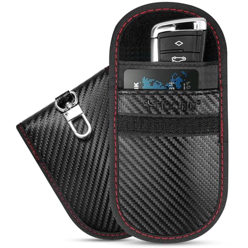 TICONN 2PK Faraday Bags for Car Keys Fob 3.25X4.75 Faraday Cage Protector Car RFID Signal Blocking Anti-Theft Pouch Anti-Hacking Case Blocker (Black S)
