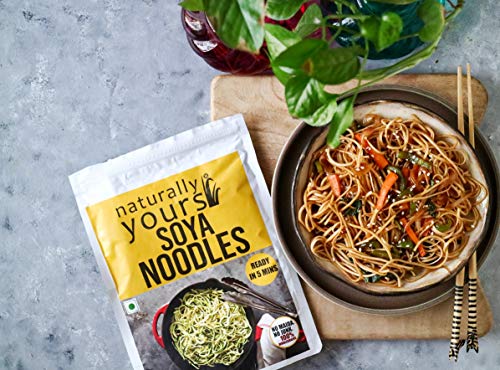 Image of Naturally Yours Soy Hakka Noodles | Soybean & Wheat Protein | No Maida, No Onion No Garlic, Jain Friendly, Vegan, Preservative Free, No MSG | High Protein & Fiber | Tastemaker Inside | 180g Pack of 2