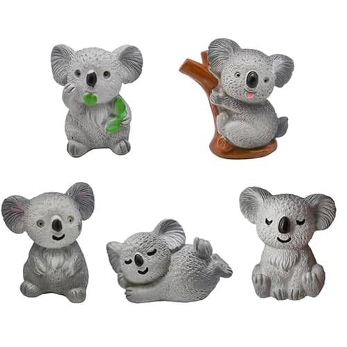 HAUZMLL Figurine de koala mignon, mini koala décoration de jardin, statues de koala en résine, ornements de paysage de dessin animé, décoration de gâteau de bureau