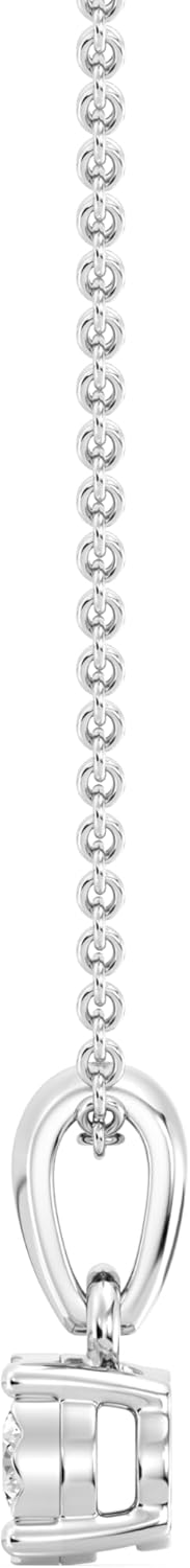 GILDED Itsy Bitsy Round Solitaire 1/10 Cttw Lab-Grown Diamond Pendant Necklace, Sterling Silver with 14KT Gold Plated Silver, Classic 4-Prong Setting, 18inch Chain - Image 3