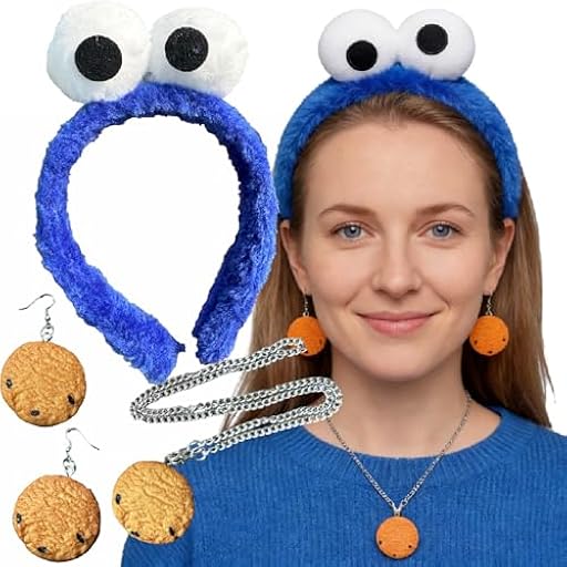 IKSAMY Accesorios para disfraz de monstruo de las migajas, para carnaval, monstruos, gargantilla de galletas y pendientes para carnaval, fiesta temática y cosplay | Ya disponible en tu tienda friki favorita! En mundofriki.es!