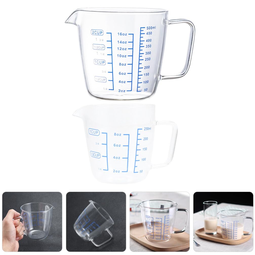 UPKOCH 2pièces Verre Doseur Tasse à Mesurer Verre pour Pâtisserie Cuisine Mélange Précis avec Graduation Claire