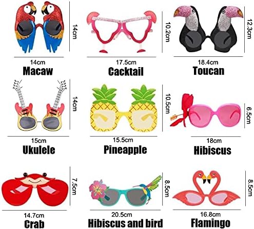 JINGTOPS 9 Paires Festival Lunette Drole De Fête Amusantes,Lot Lunette De Soleil Hawaii Pool Party,Festival Accessoires De Fête Hawaïenne Plage Pool Party,Accessoire Photobooth Mariage