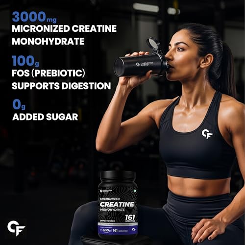 Image of Carbamide Forte Creatine Mono hydrate Powder | Micronized Monohydrate Creatine 500g | Micronized Monohydrate Supplement for Lean Muscle, Strength & Energy - Unflavoured - 161 Servings - 500g