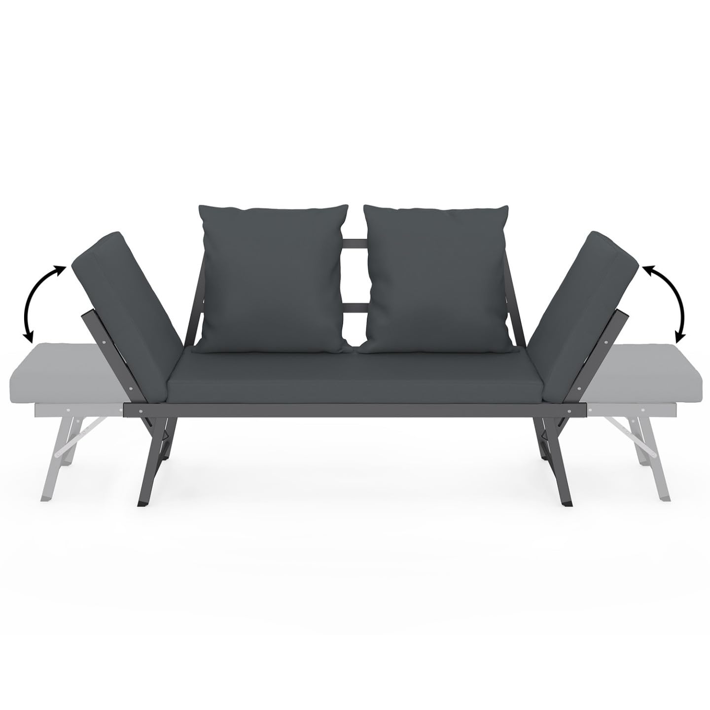 IDMarket - Canapé de Jardin Convertible NOLA Gris Anthracite