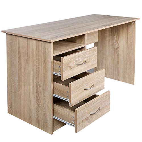 BAKAJI Bureau met commode 3 laden + open plank werktafel pc-deur computer van MDF-hout woondecoratie kantoor kinderkamer modern design afmetingen 120 x 51 x 72 cm - Afbeelding 5