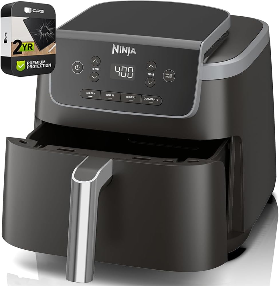 Ninja AF141 Air Fryer Pro 4in1 5QT Air Crisp Technology Nonstick Basket (Renewed) Bundle with 2 YR CPS Enhanced Protection Pack