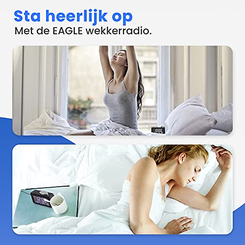 EAGLE wekkerradio - digitale wekker - met dimbaar display, temperatuur en dual USB - Image 8