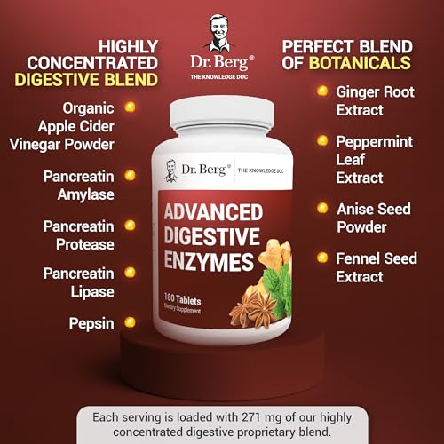 Dr. Berg Advanced Digestive Enzymes with Apple Cider Vinegar - Includes Digestive Health Ingredients Like Betaine Hydrochloride (HCI), Ginger Root & Peppermint Leaf - 180 Tablets - Image 7