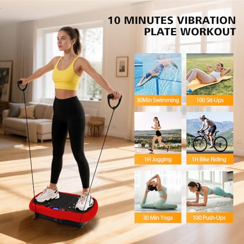 Image of Vibration Plate Exercise Machine, 10 Auto Modes /200-Levels Vibrating Plate for Lymphatic Drainage Weight Loss, 400LBS Capacity Shake Plate for Whole Body Workout for Home Gym Fitness