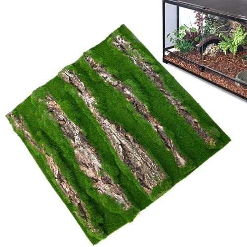 Kezvmhy 爬虫類の壁の背景 - 爬虫類の背景コルク, トカゲのの装飾のための樹皮の背景, 爬虫類の生息地の装飾、ヤモリ、トカゲ、カメ、カエル、カメレオン用の人工苔付き