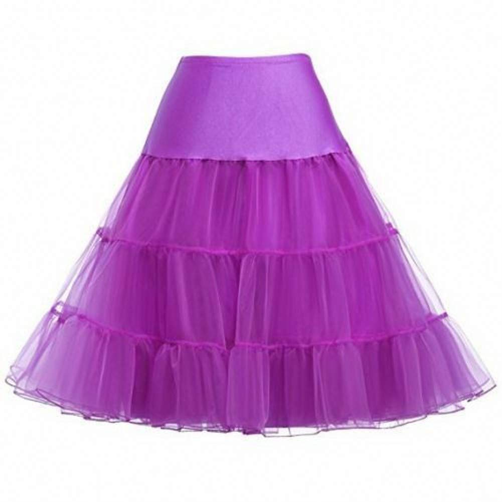 HUOCAI Women's Classic Petticoat Skirt Tutu 1950s Rockabilly Underskirt Purple