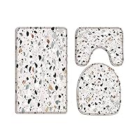 A.Monamour Set Tappeti Bagno 3 Pezzi Completo Ramo Di Abete Su Tavola Di Legno Bianco Immagine Del Pavimento Antiscivolo Morbidi Assorbente Lavabile Tappetini per Il Bagno WC Bidet