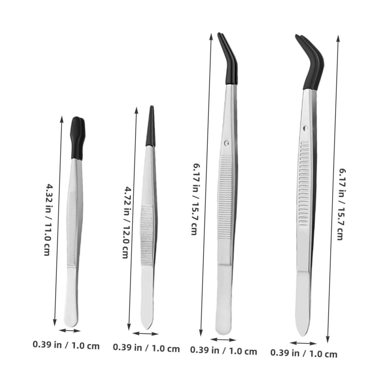 Unomor 4pcs Stainless Steel Tweezers with Silicone Tips Slip Design for Stamps Coins Eyelash Extensions Versatile Crafting Tool for Use