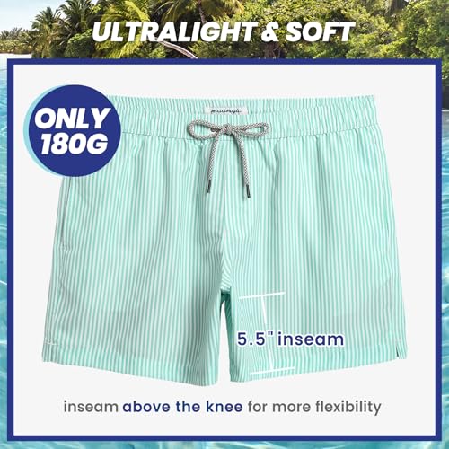 Image of maamgic Mens Swim Trunks 5 Inch with Mesh Lining, Quick Dry Mens Bathing Suit, Swim Shorts for Swimming and Beach