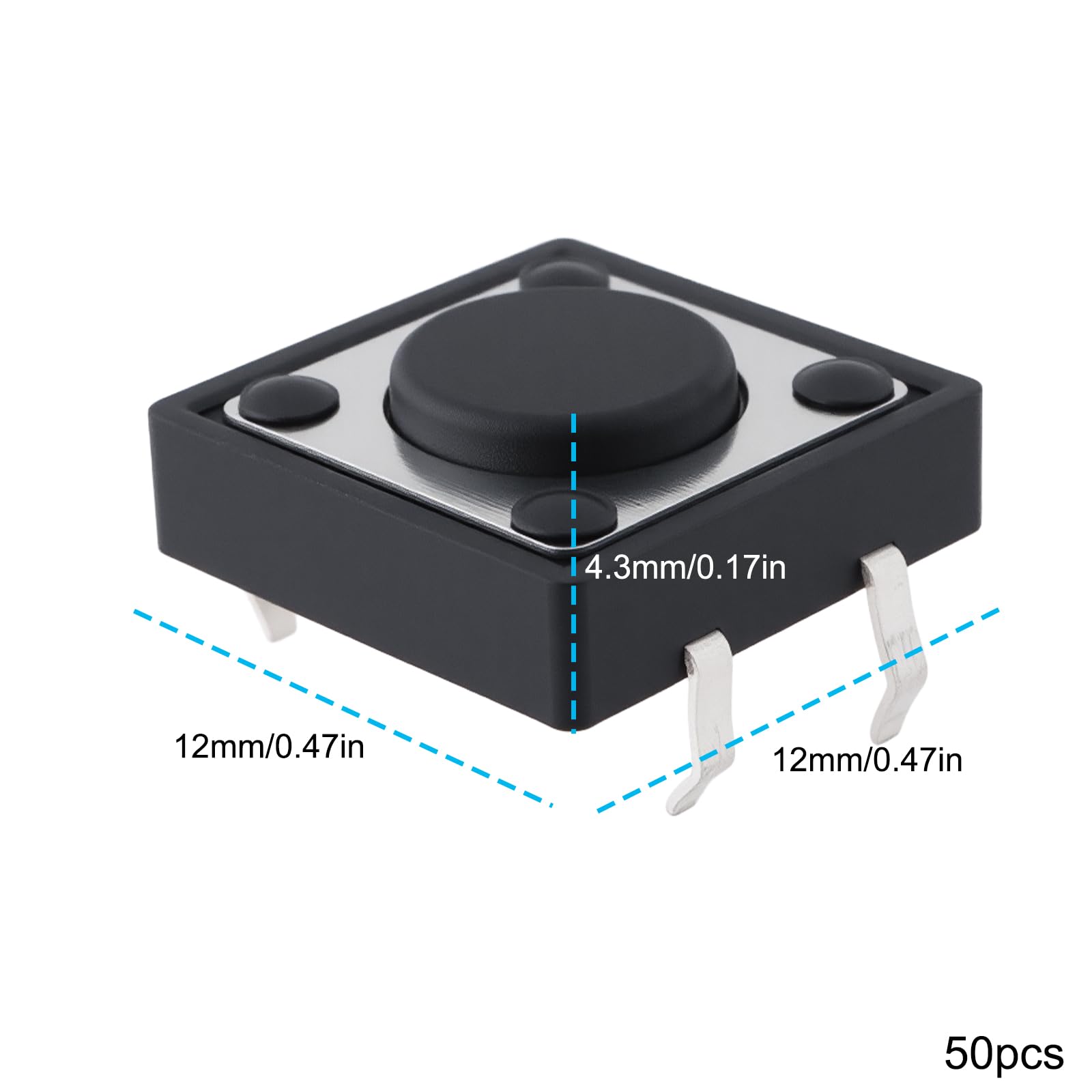 OTOTEC 50Pcs 12x12x4.3mm Tactile Button Switch Mini Push Buttons for Smart Home Electronic Products - Image 3