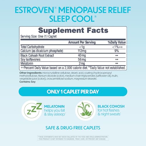 Image of Estroven Sleep Cool for Hot Flash & Night Sweats Menopause Relief, 30 Count (Pack of 12)