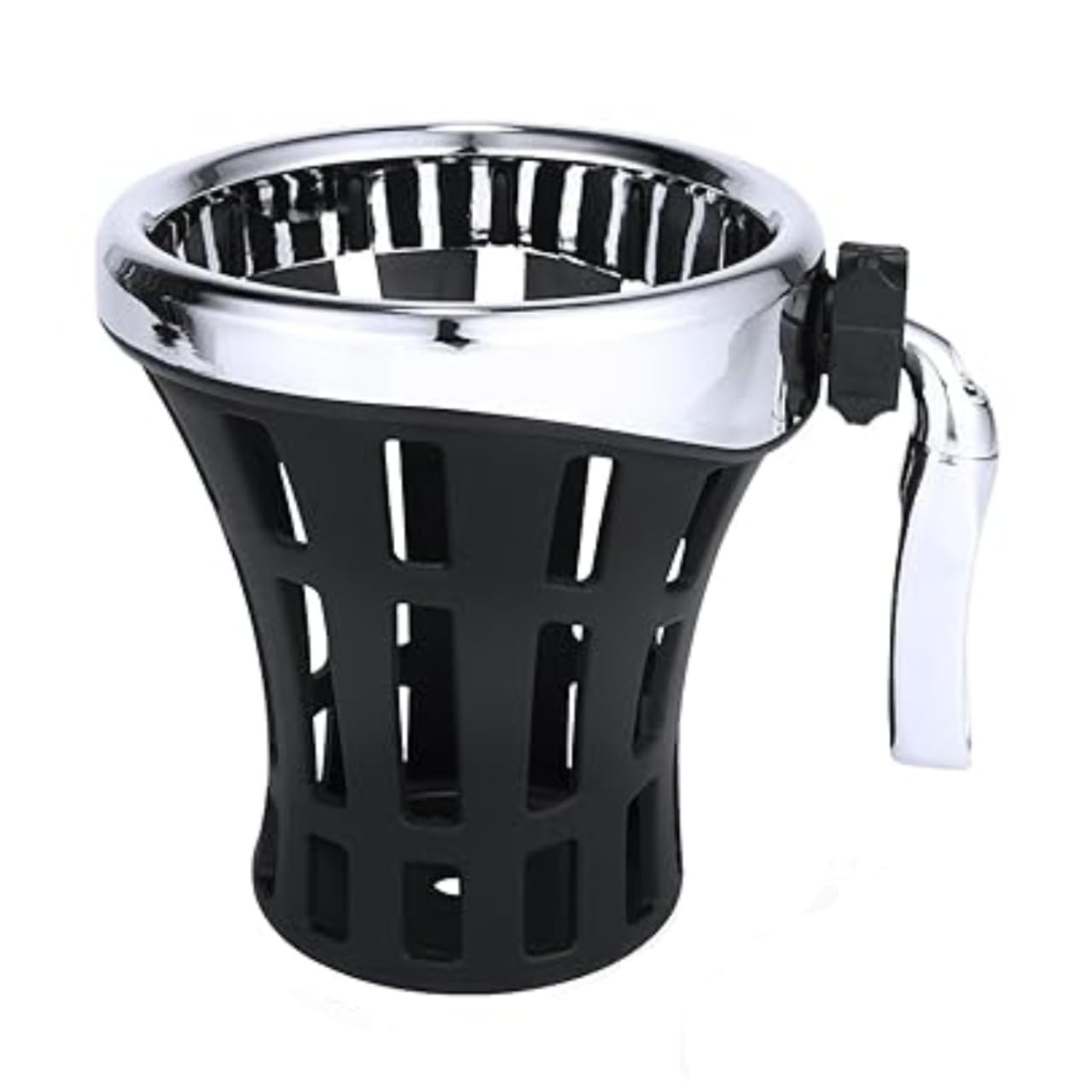 Per Honda Goldwing GL 1800 Manubrio Moto Portabicchieri Placcato e Supporto in Gomma Cromato/Nero per Harley Davidson Porta Bottiglia Acqua Passeggero con Cestino in Rete (Argento 142)
