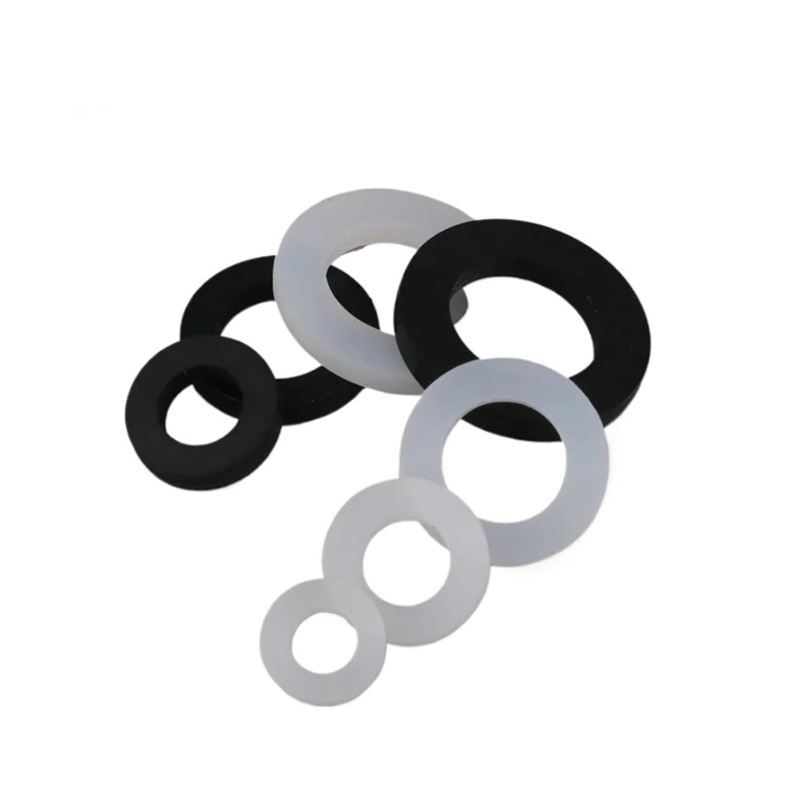 20 piezas 1/4 "3/8" 1/2 "3/4" 1 "junta plana de silicona junta tórica arandela de sellado anillo de sellado de arandela de grifo de plomería(Black,1 inch)