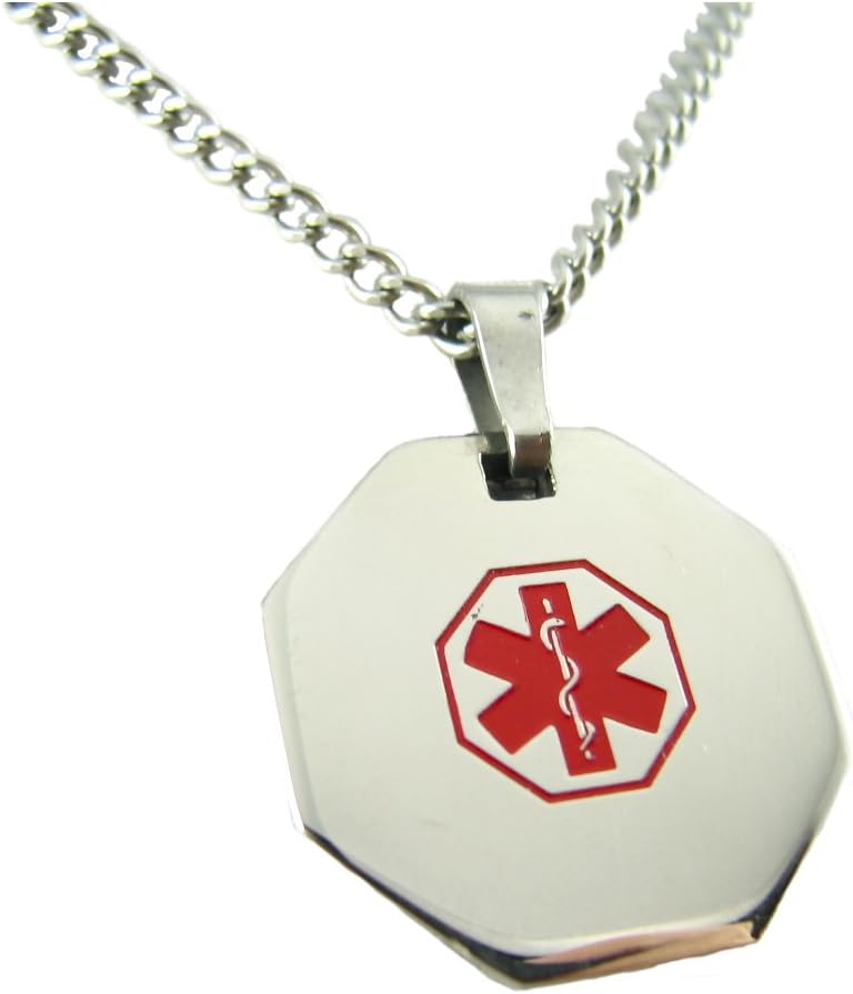 My Identity Doctor - Pre-Engraved & Customizable Latex Allergy Alert Medical ID Necklace