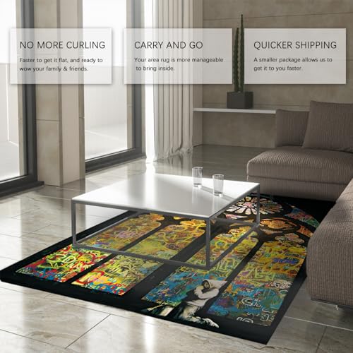 Tapis abstrait moderne de salon motif graffiti chic 120x160 - 5
