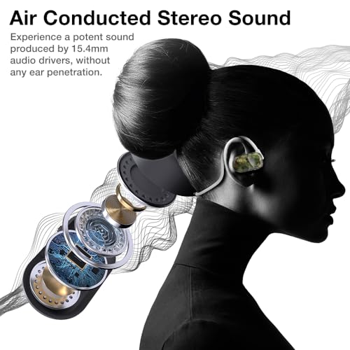 Image of Purity Air Open Ear Headphones - True Air Conduction Wireless Bluetooth Open Ear Earbuds with Dual Mic for iPhone /Android - Secured Long Wearing Comfort, Sports Sweat Resistant (CEDD164)