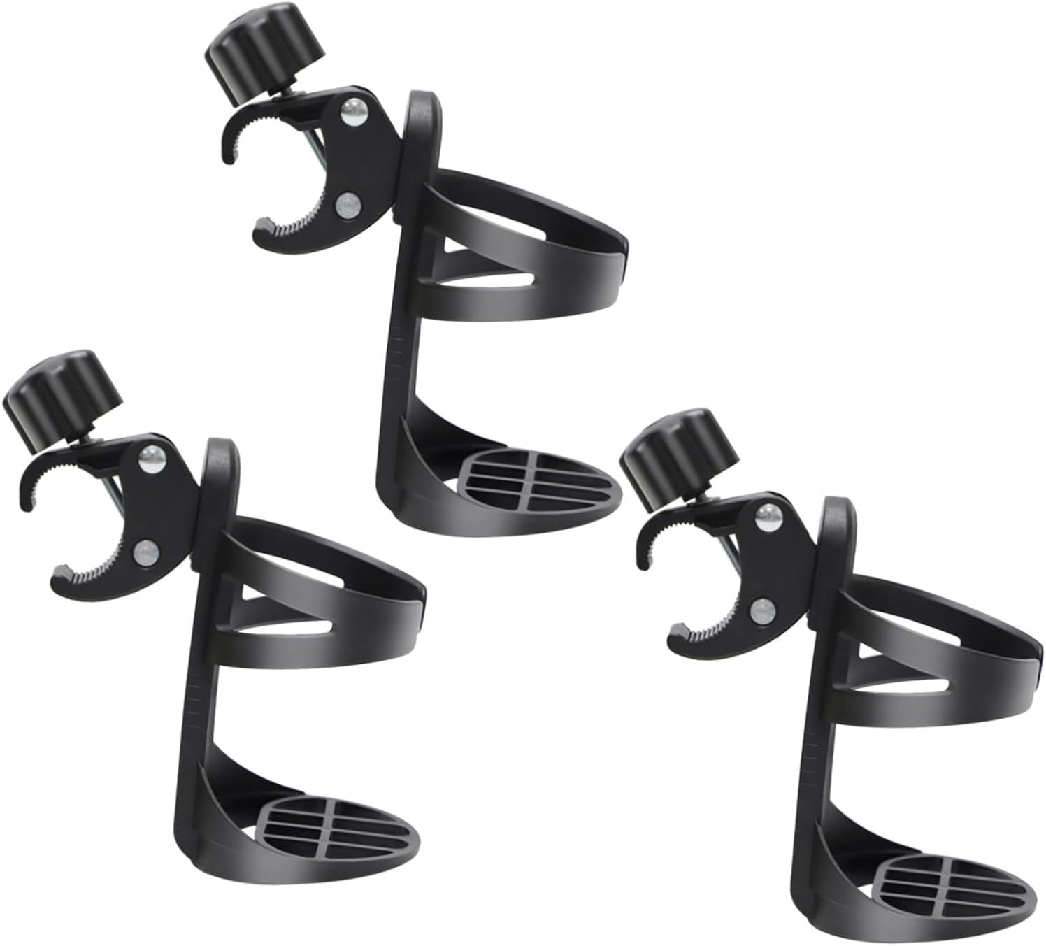TEHAUX 3pcs Walker Cup Holder for Mobility Aids, Adjustable Drink Bottle and Can Holder Compatible with Wheelchair, Walker, and Trolley for Seniors and Outdoor Use