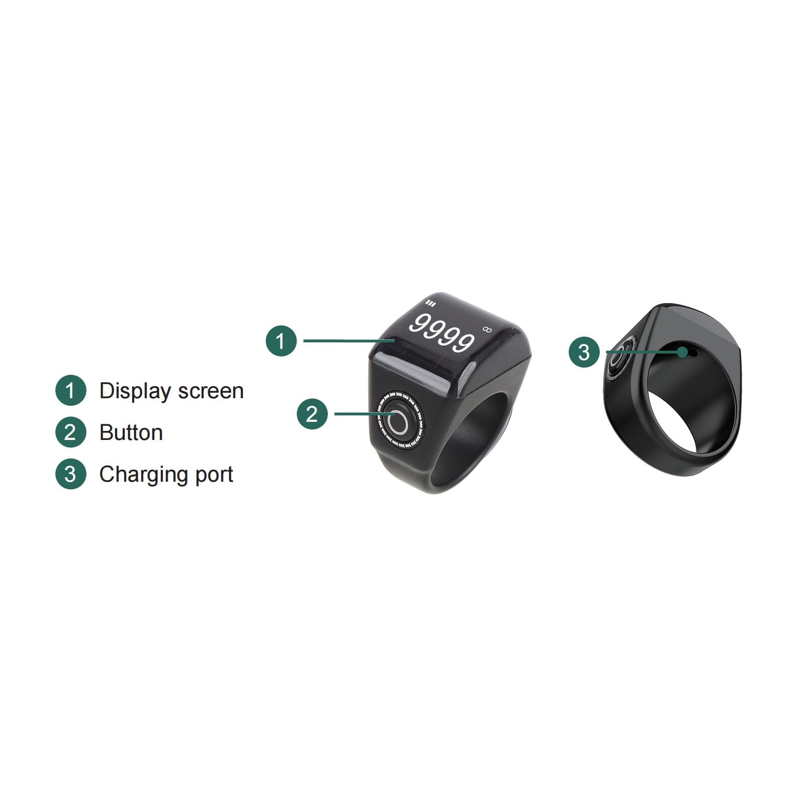 SIXRUN Compteur de Doigts électronique, Chapelet Numérique, Compteur Intelligent de Clics Manuel, étanche IP67 pour Le Sport, Le Fitness, Le Suivi des Prières