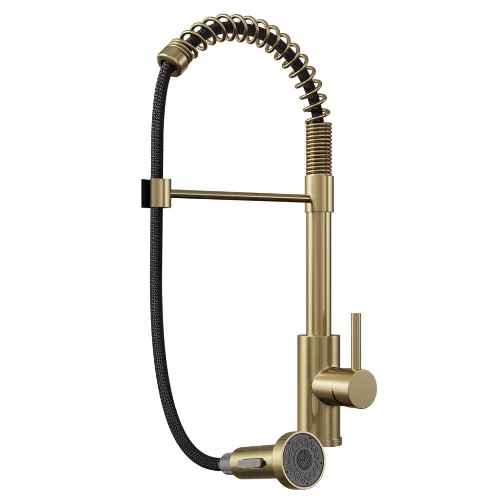Liquida Brass Ct595br Brushed Spring Kitchen Mixer Tap With Pull Out Spray Head