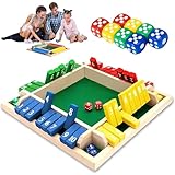 Eymobad Shut The Box Brettspiel aus Holz, 4-Spieler Würfelspiel mit Filzboden - Traditionelles Zahlen & Mathe Lernspielzeug für Kinder & Erwachsene, Familie & Pub