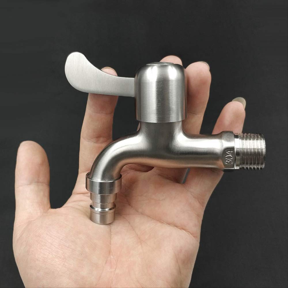 Grifo para lavadora de montaje en pared, de acero inoxidable, para lavandería, baño, grifo para jardín, grifo para lavadora, grifo de agua para balcón, plateado, resistente Star of Light