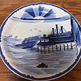 処分特価レアな図古伊万里染付大皿初日の出？海の風景素朴な雰囲気 裏に目跡あり