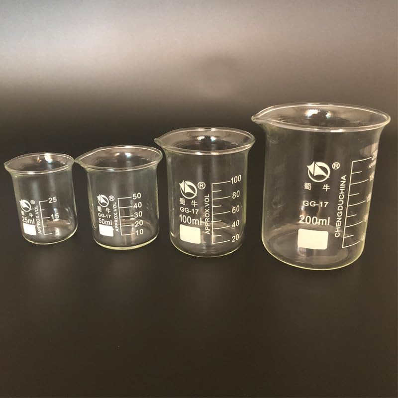 1 Set (25ml,50ml,100ml,200ml) Borosilicate Glass Beaker Chemistry Experiment Heat-Resist Labware Beaker Laboratory Equipment