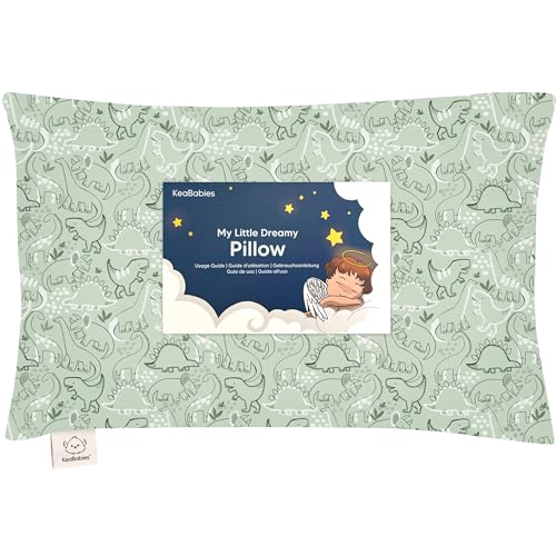 Image of Toddler Pillow with Pillowcase - 13x18 My Little Dreamy Kids Travel Bed Pillows for Sleeping, Organic Cotton Small Pillowcase, Soft & Breathable, Machine Washable, Toddlers 2-5 years old (DinoDood)