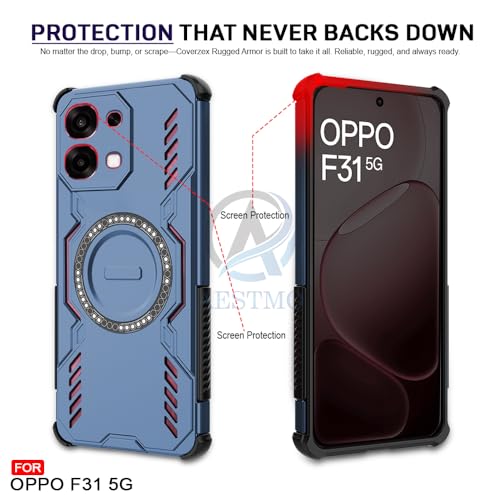Image of AESTMO Back Case Cover for Oppo F31 / F33 5G | Magnetic Case with Built-in Metal Ring | Compatible with MagSafe Accessories | Shockproof Hybrid (PC + TPU (Blue)