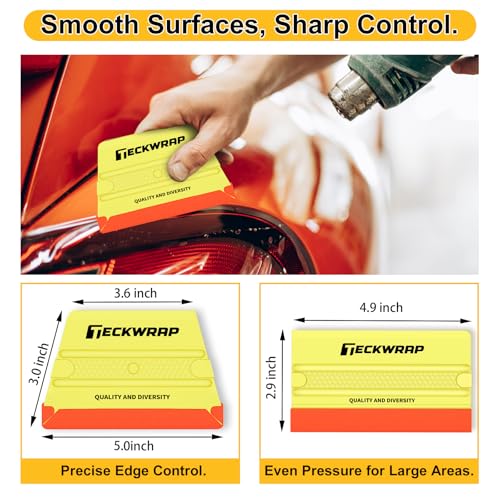Image of TECKWRAP Felt Squeegee for Vinyl Car Wrap Window Tint - 4PCS, Soft Yellow