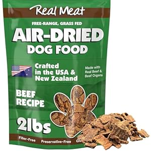 Real Meat Air Dried Dog Food w/Real Beef – 2lb Bag of USA-Crafted Grain-Free Real Meat Dog Food Sourced from Hormone-Free, Free-Range, Grass-Fed Beef – Digestible, All Natural, High Protein Beef
