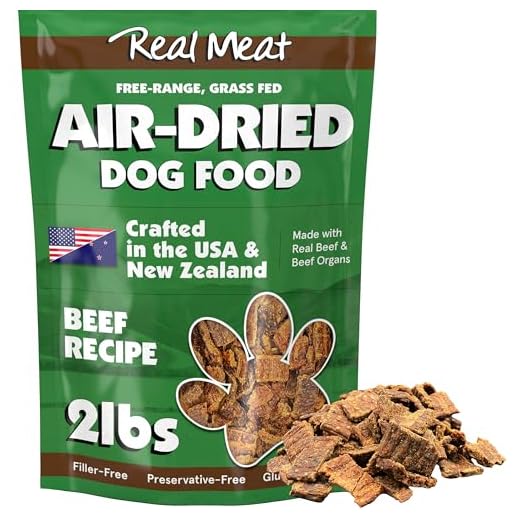 TRMC Real Meat Air Dried Dog Food w/Real Beef - 2lb Bag of USA-Crafted Grain-Free Real Meat Dog Food Sourced from Hormone-Free, Free-Range, Grass-Fed Beef - Digestible, All Natural, High Protein Beef