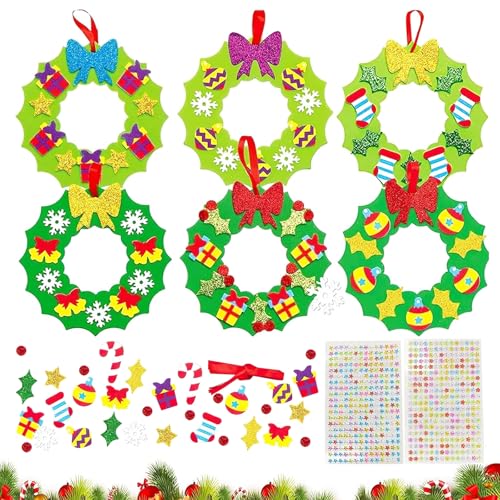 Lot de 122 kits de bricolage pour enfants - Couronne de Noël pour enfants - Couronne de Noël - Kit de bricolage - Décoration de Noël - Pendentif pour enfants (A)