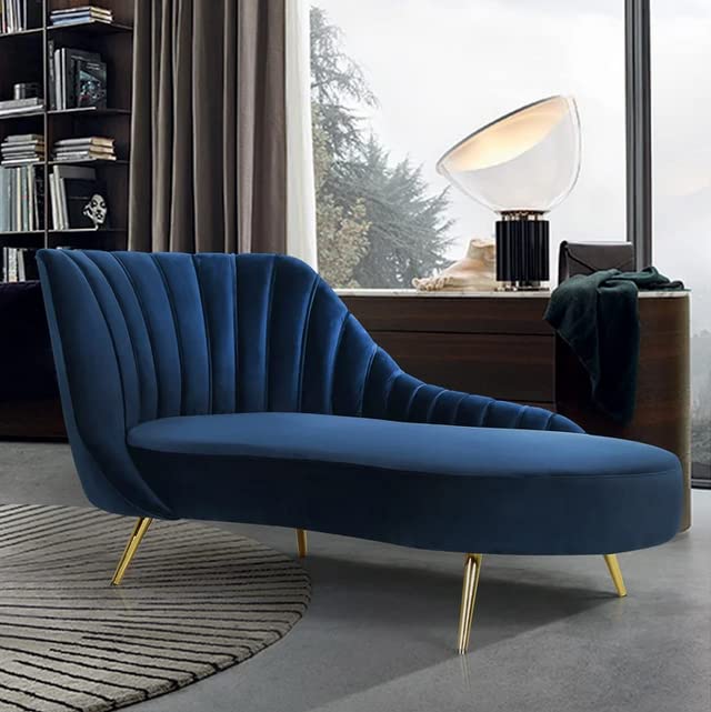Image of Teak Wood 2-Person Sofa Settee Sofa Diwan Couch Chaise Lounge For Home And Living Room | Blue Colour