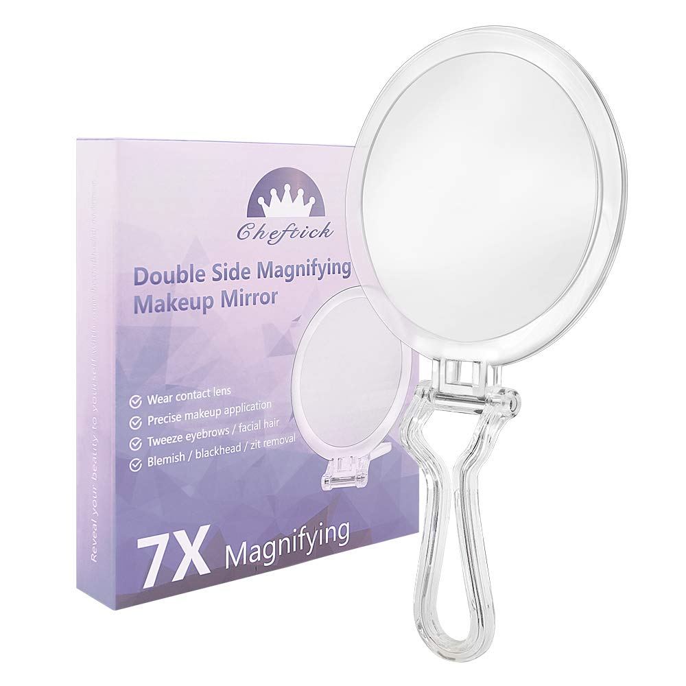 Amazon.co.jp: Cheftick 両面メイクミラー 両面鏡 7倍と等倍 7倍拡大鏡